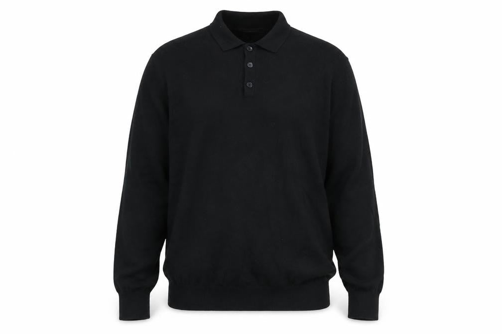 Feraud Jeans Men's Black Henley Jumper - Medium, Collared