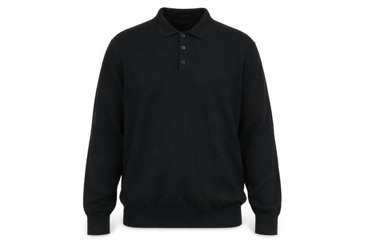 Feraud Jeans Men's Black Henley Jumper - Medium, Collared