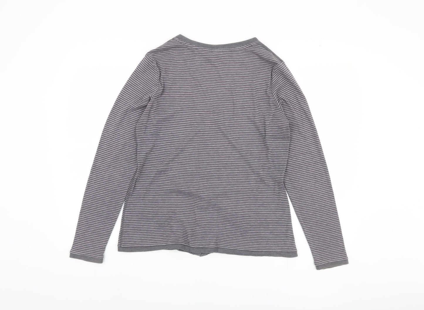 Marks and Spencer Women's Grey Striped Button-Up Top