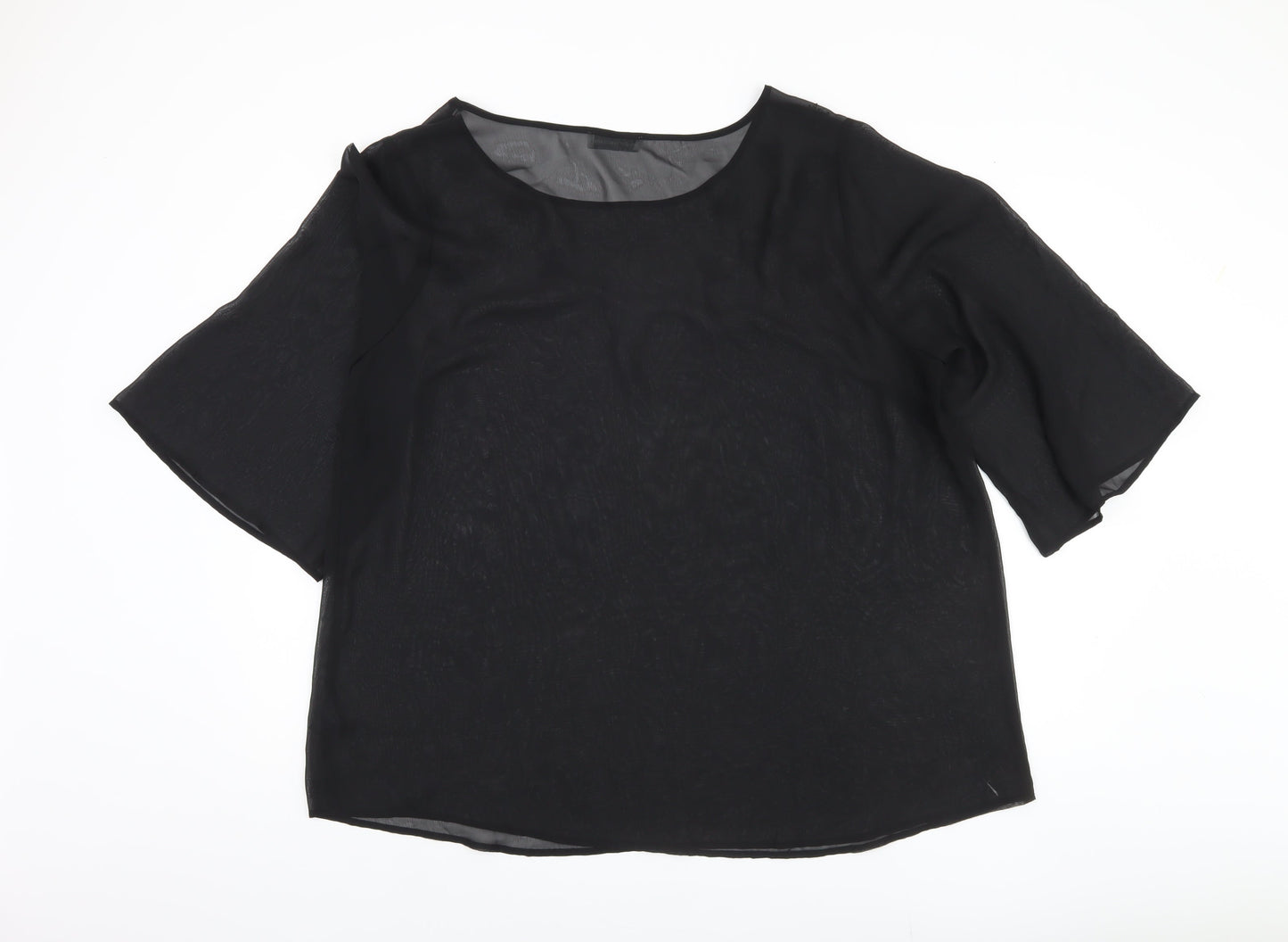 rogers+ROGERS Women's Plus Black 3/4 Sleeve Blouse