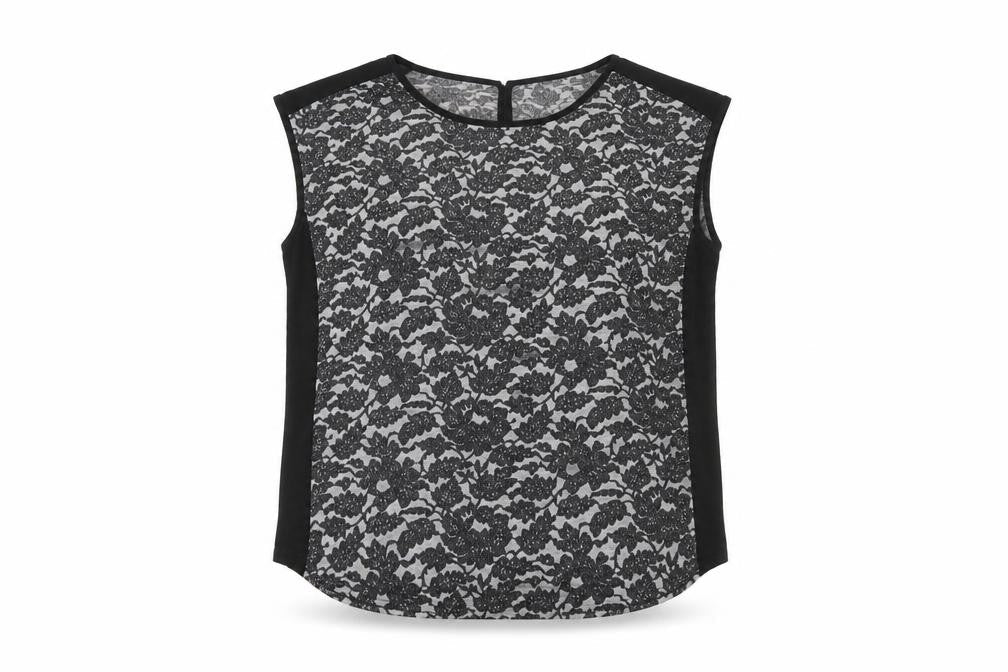 Oasis Black Lace Sleeveless Top - Women's L