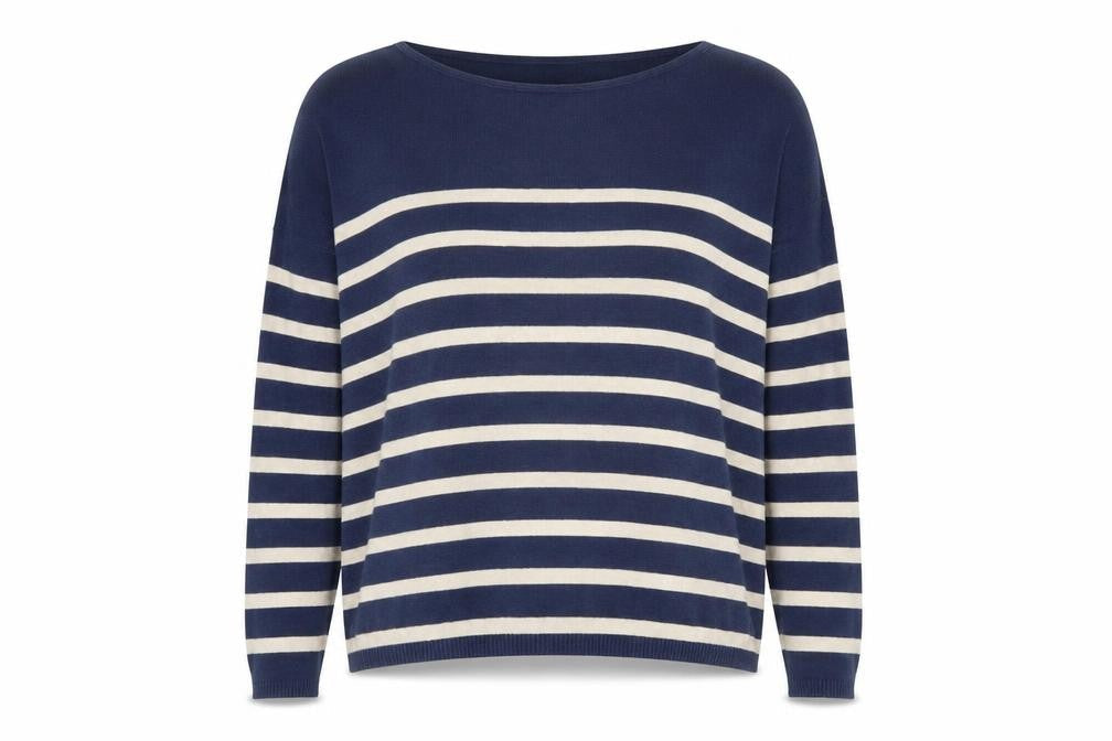 FatFace Women's Blue Striped Pullover Jumper, Size 18