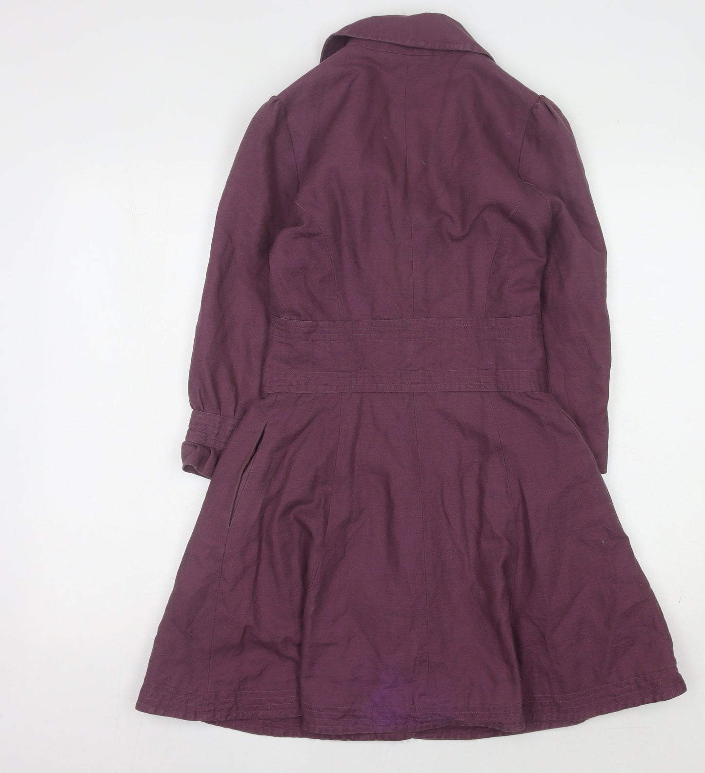 Topshop Women's Purple Mid-Length Cotton Linen Coat UK 8