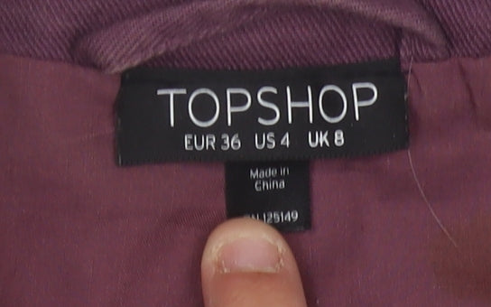 Topshop Women's Purple Mid-Length Cotton Linen Coat UK 8