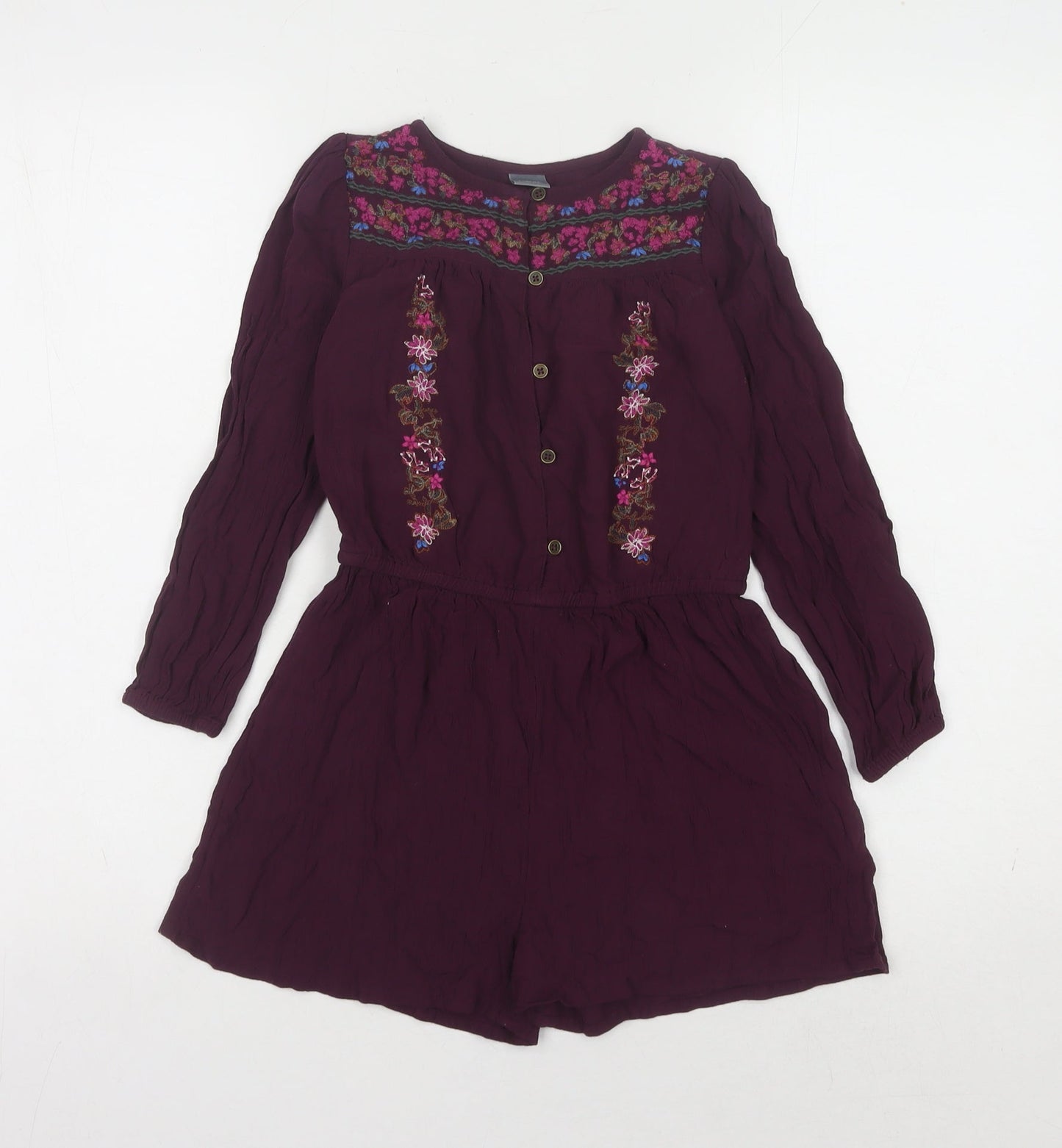 Next Girls Purple Floral Playsuit, Size 8 Years