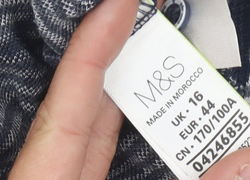 Marks and Spencer Women's Blue Floral Pullover Size 16