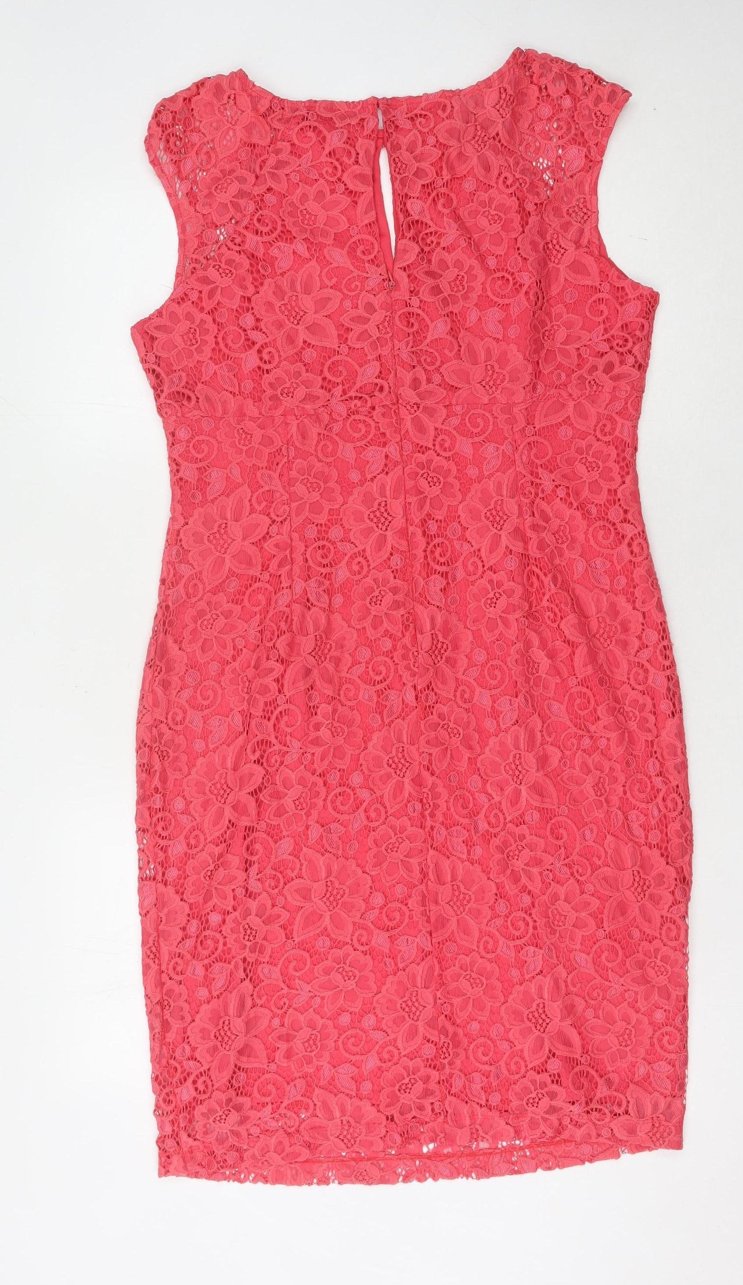 Wallis Women's Pink Lace Sheath Dress Size 14