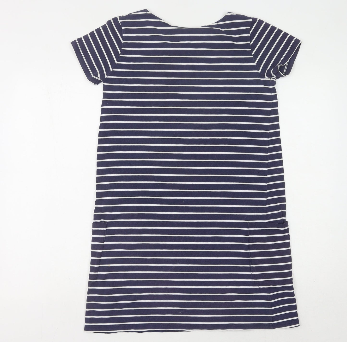 JoJo Maman Bébé Women's Blue Striped T-Shirt Dress S