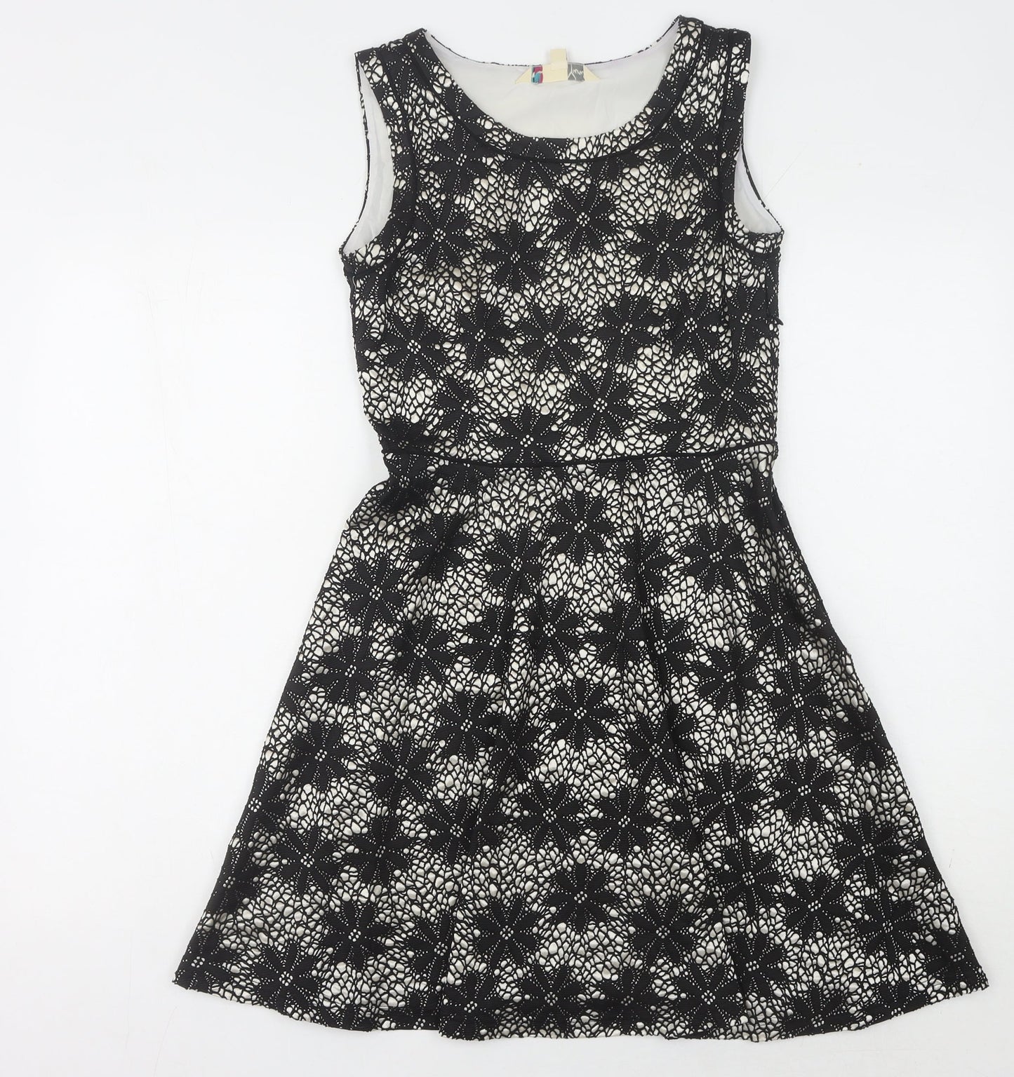 Yumi Black Floral Lace Sleeveless Dress Women Size 8