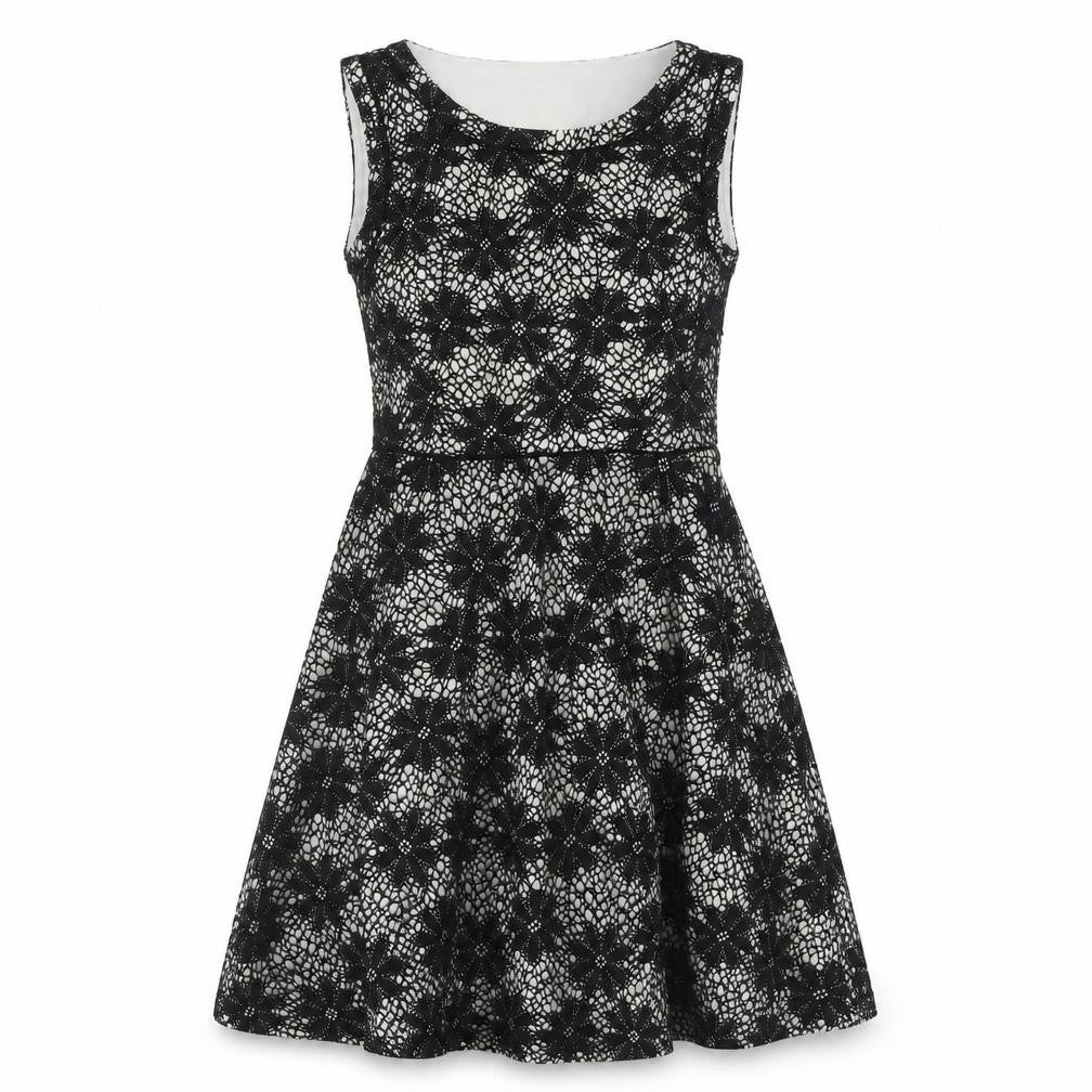 Yumi Black Floral Lace Sleeveless Dress Women Size 8