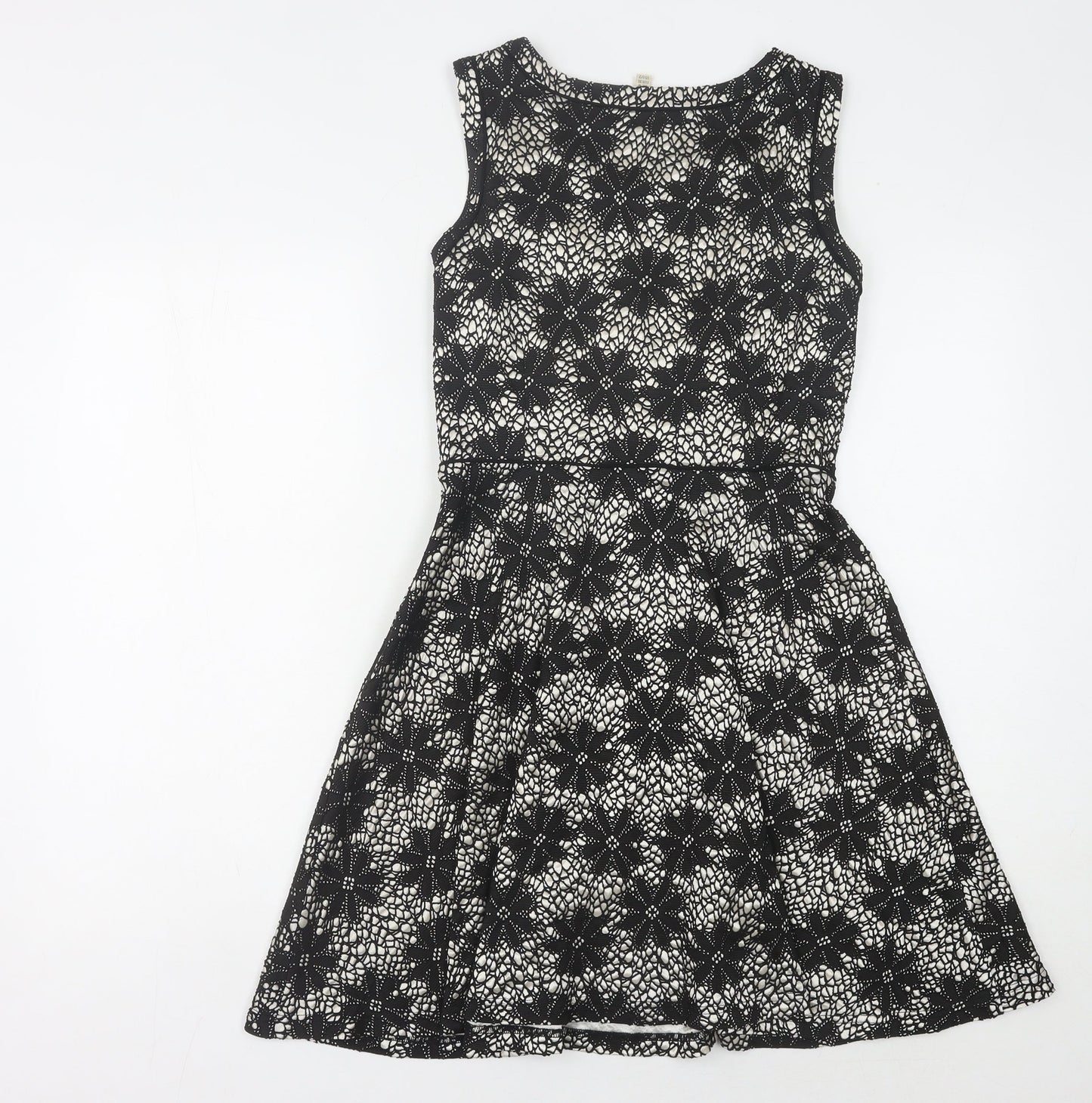 Yumi Black Floral Lace Sleeveless Dress Women Size 8