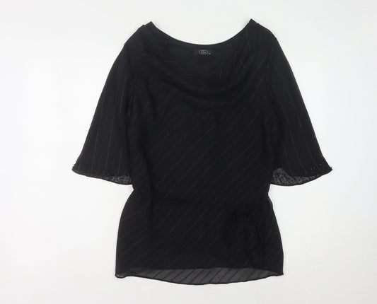 BM Women's Black Striped Blouse, Size 14