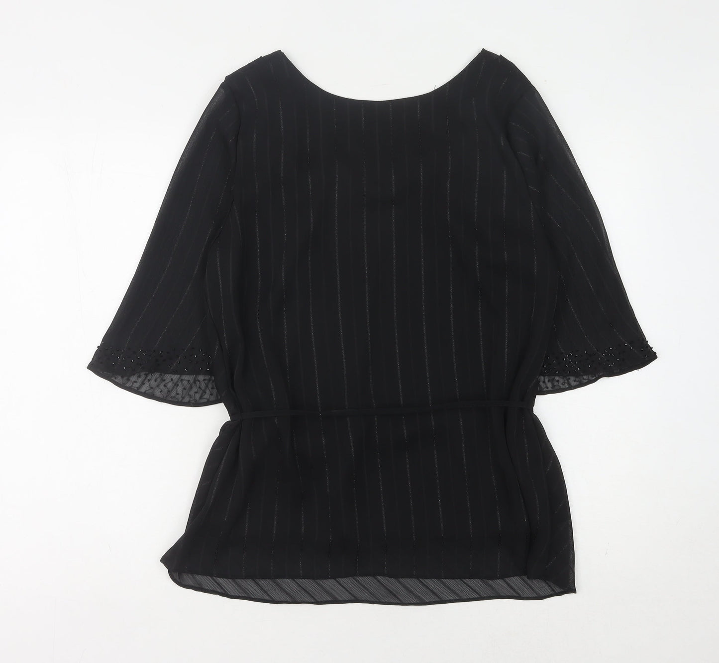 BM Women's Black Striped Blouse, Size 14