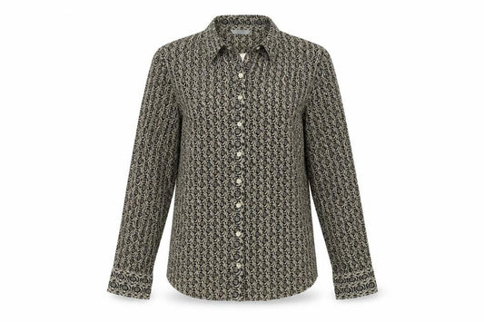 Marks & Spencer Women's Black Geometric Button-Up Shirt