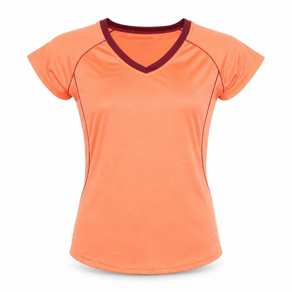 Crivit Women's Orange T-Shirt 14-16 V-Neck Short Sleeve Activewear