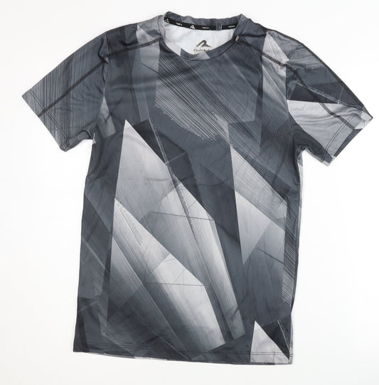 Rodeo Men's Black Geometric T-Shirt, Size S, Quick Dry