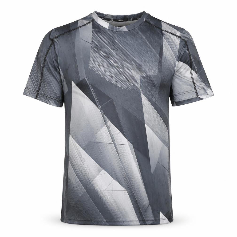 Rodeo Men's Black Geometric T-Shirt, Size S, Quick Dry