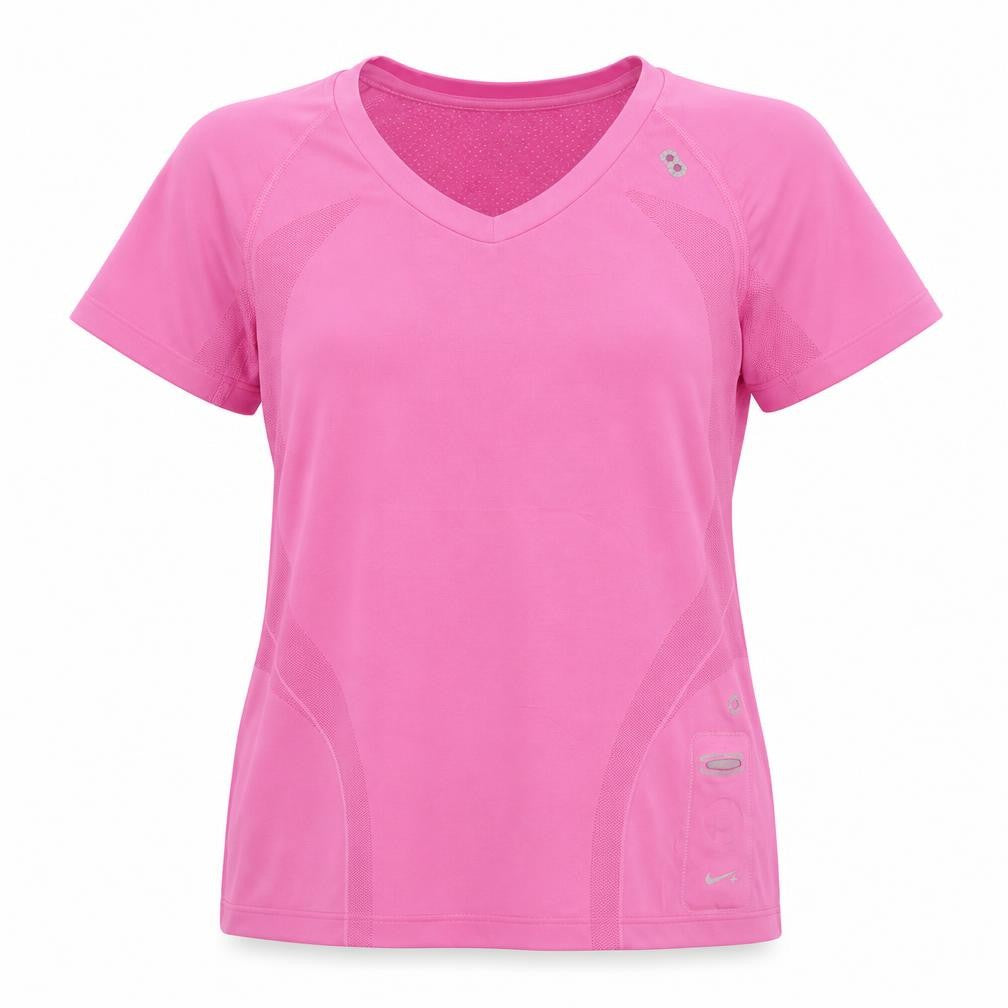 Nike Women's Pink V-Neck Active T-Shirt L