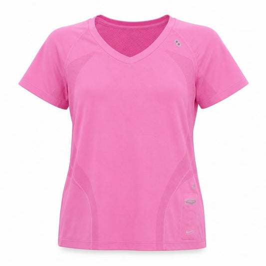 Nike Women's Pink V-Neck Active T-Shirt L