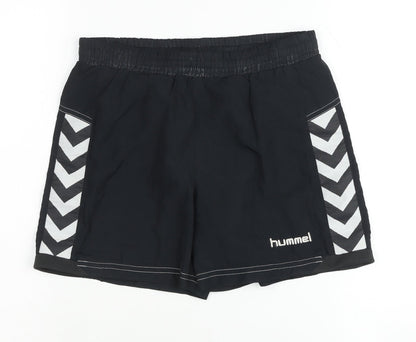 Additional front view of Hummel boys’ black athletic shorts, size 8, gym & training