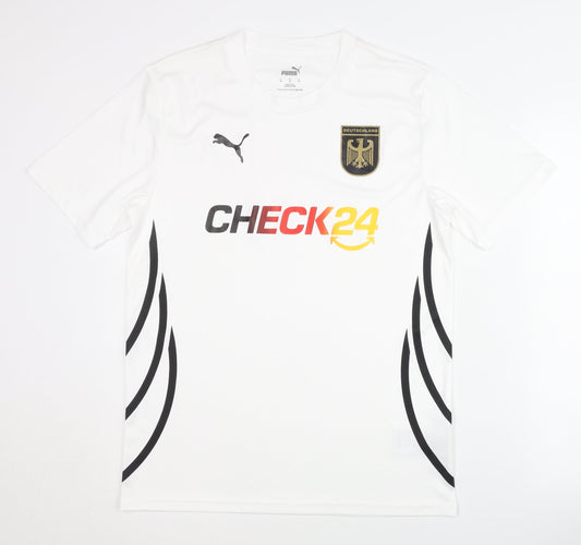 Front view of Puma Adult Medium White Football Shirt Excellent Condition