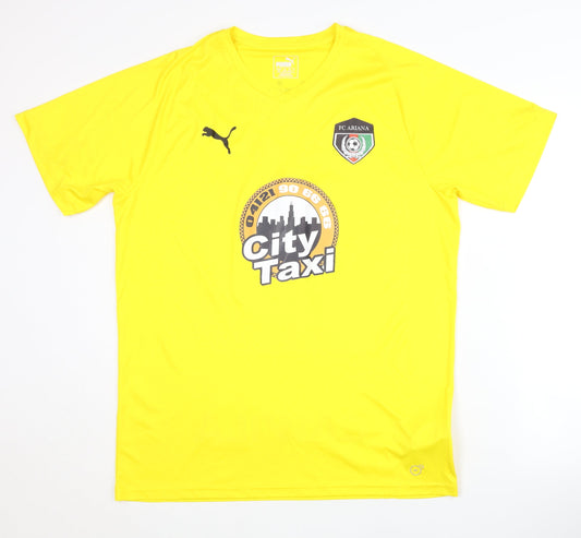Front view of Puma FC Ariana Yellow Football Shirt, size L, - Adults