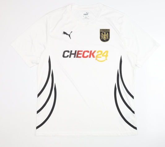 Front view of Puma XL Deutschland White Football Shirt - Training Kit, Adults