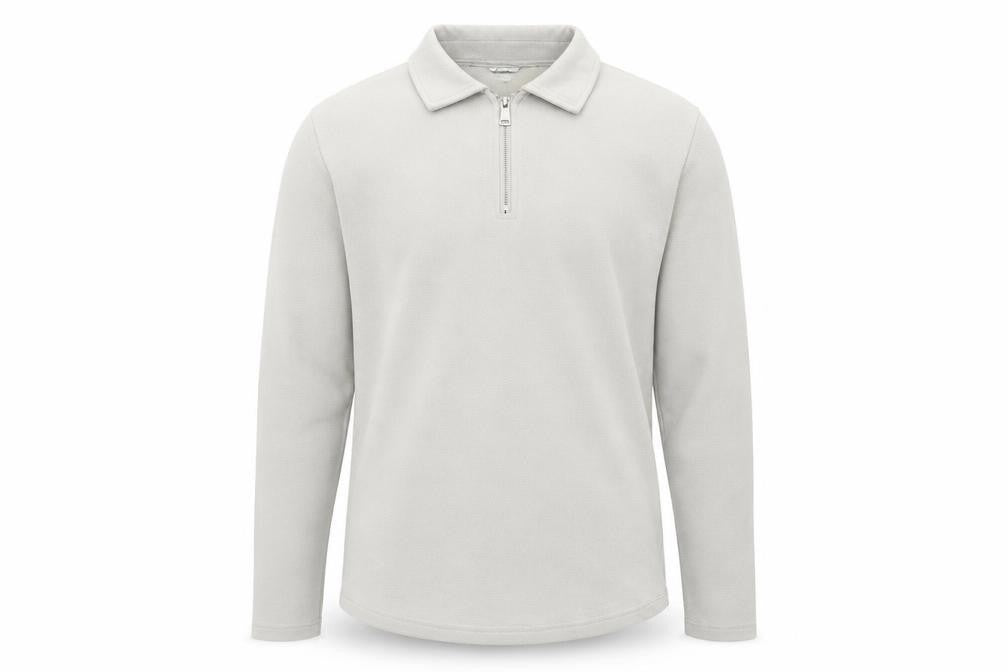 HISCOLUMN Ivory Men's M Hoodie Collared 1/4 Zip Knit