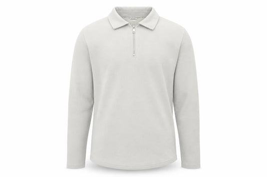 HISCOLUMN Ivory Men's M Hoodie Collared 1/4 Zip Knit