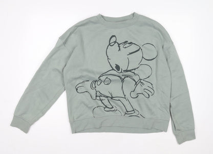Preloved Disney Women’s Green Pullover Sweatshirt – Size S - Front
