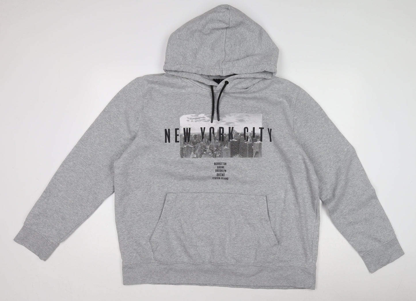 H&M Men's Grey XL Pullover Hoodie with Graphic Print