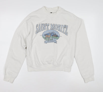 H&M Women's White Pullover Sweatshirt XS