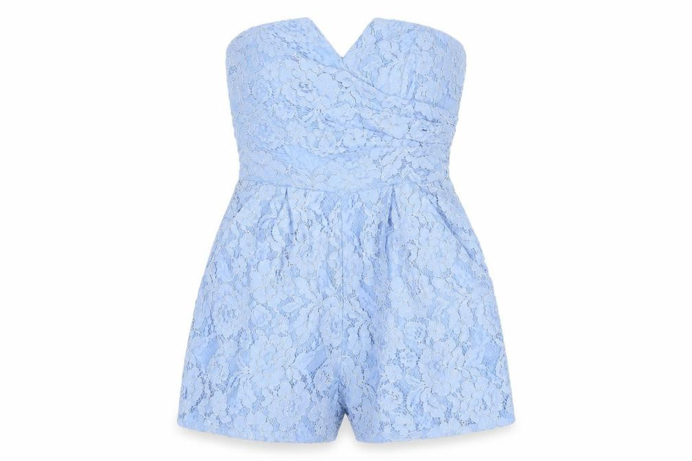 Coast Women's Blue Lace Playsuit Size 10 - Party/Cocktail