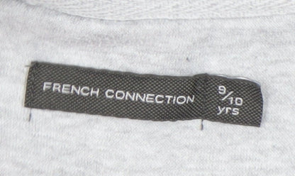 Close-up detail of French Connection boys’ grey full zip hoodie 9-10 years