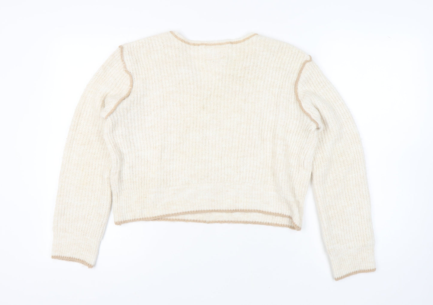 Pull&Bear Women's Ivory Jumper Size 10