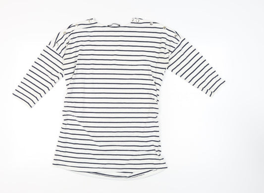 Marks and Spencer Women's White Striped Jersey T-Shirt