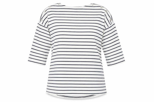 Marks & Spencer Women's White Striped Jersey T-Shirt
