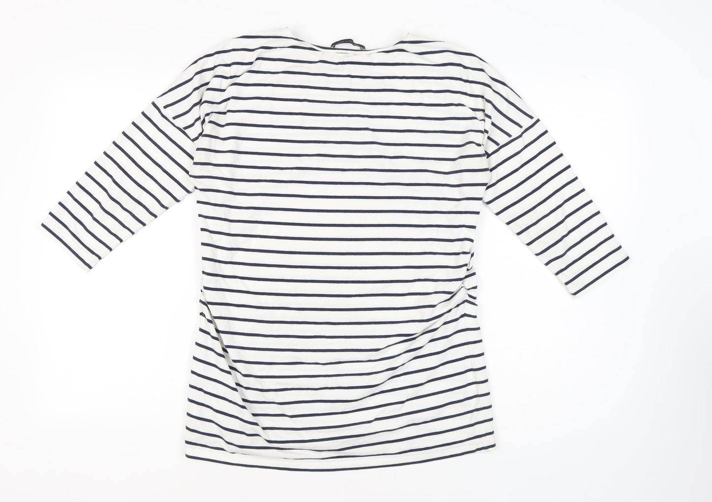 Marks and Spencer Women's White Striped Jersey T-Shirt