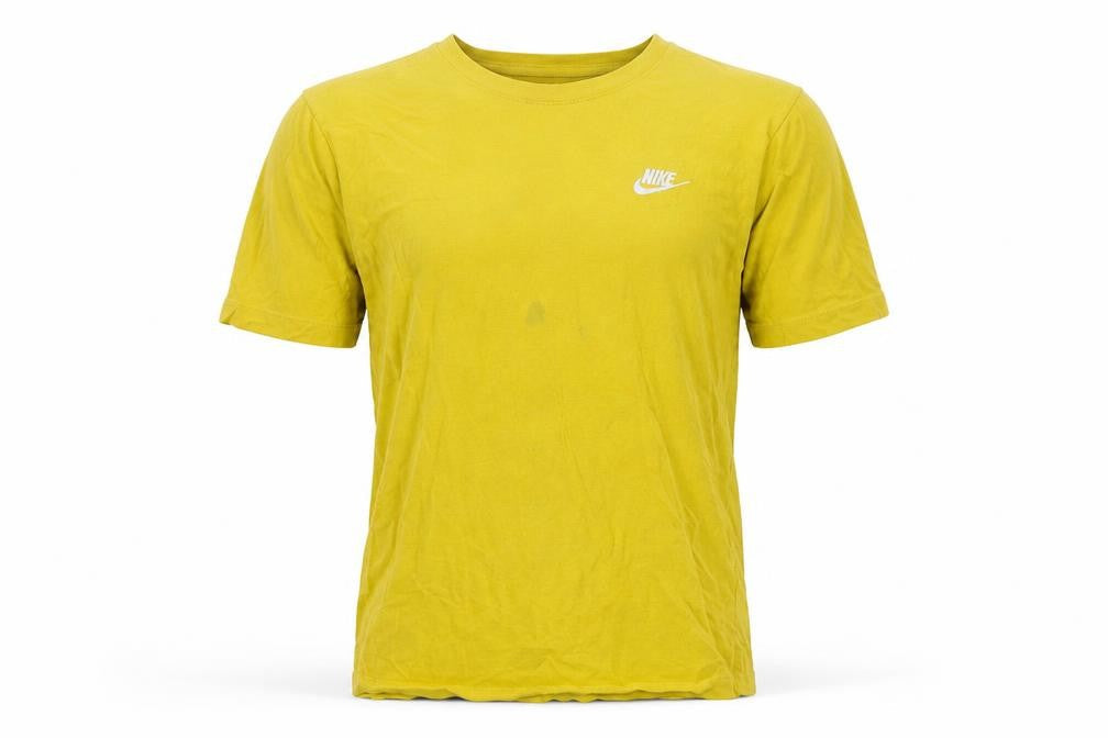 Nike Men's Yellow S Cotton Logo T-Shirt