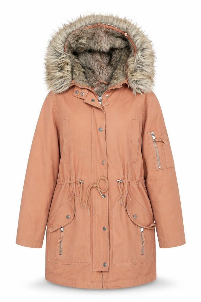 ASOS Women's Brown Parka Coat, Size 10, Hooded Winter Style