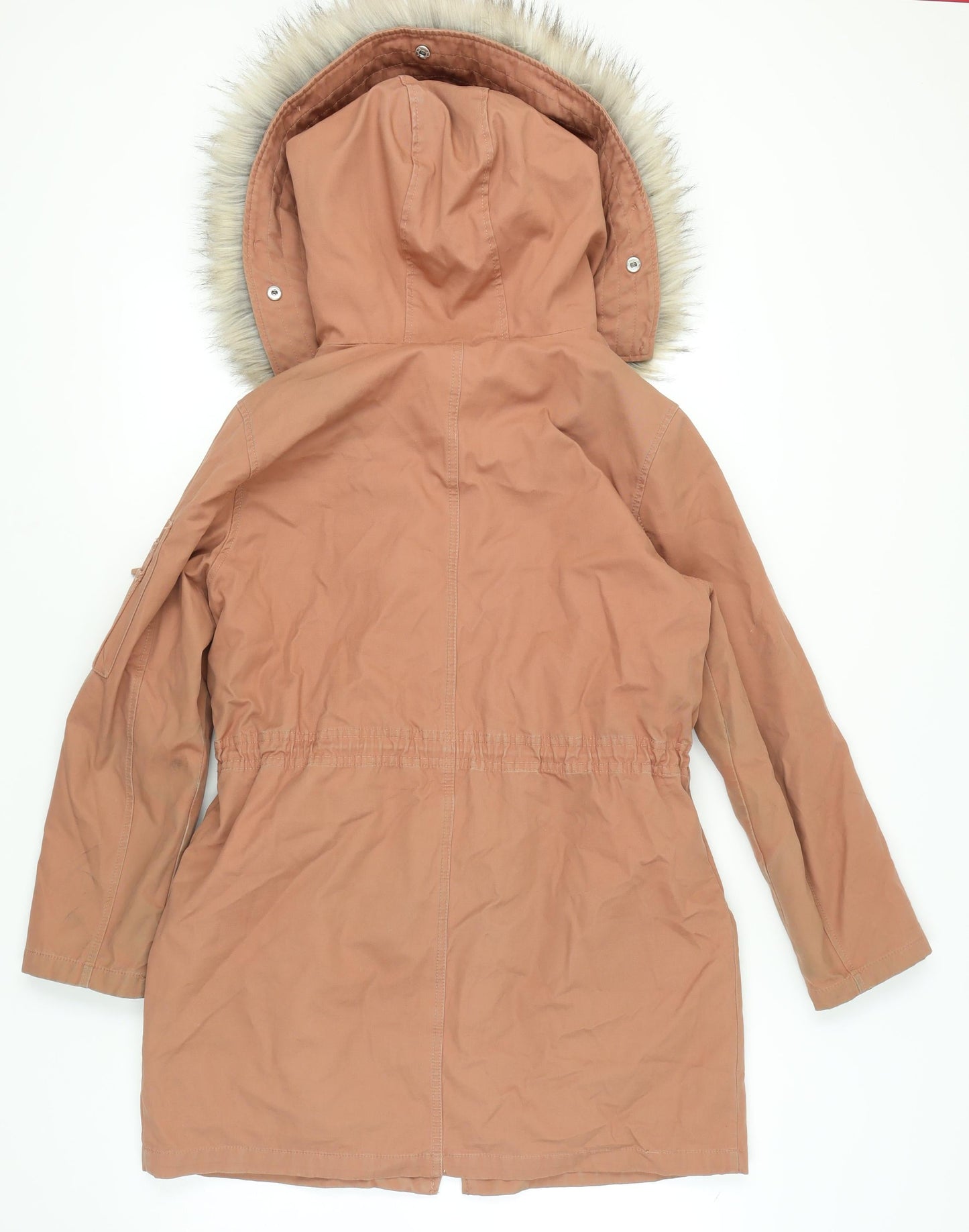 ASOS Women's Brown Parka Coat, Size 10, Hooded Winter Style