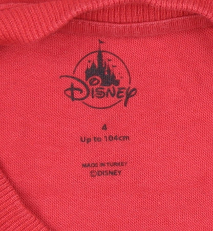 Close-up detail of Disney girls’ red mickey graphic t-shirt - 4 years