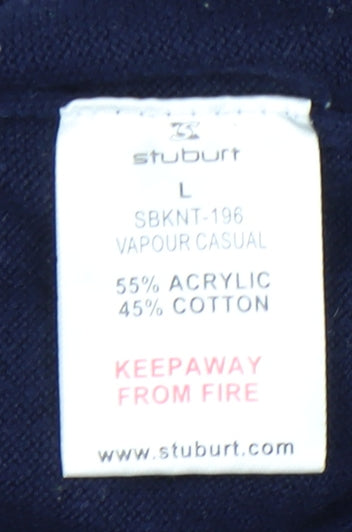 Stuburt Men's Blue V-Neck Pullover Jumper - Size L