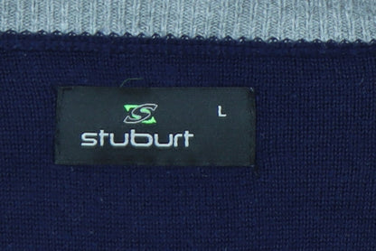 Stuburt Men's Blue V-Neck Pullover Jumper - Size L