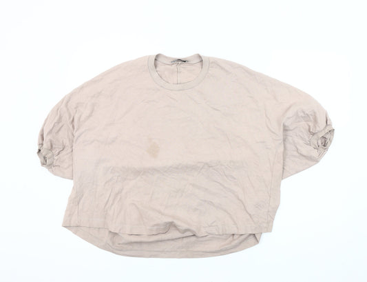 Zara Women's Beige Dolman Sleeve Sweatshirt M
