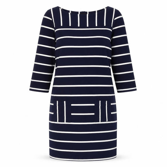 Phase Eight Women's Blue Striped Shift Dress, Size 12
