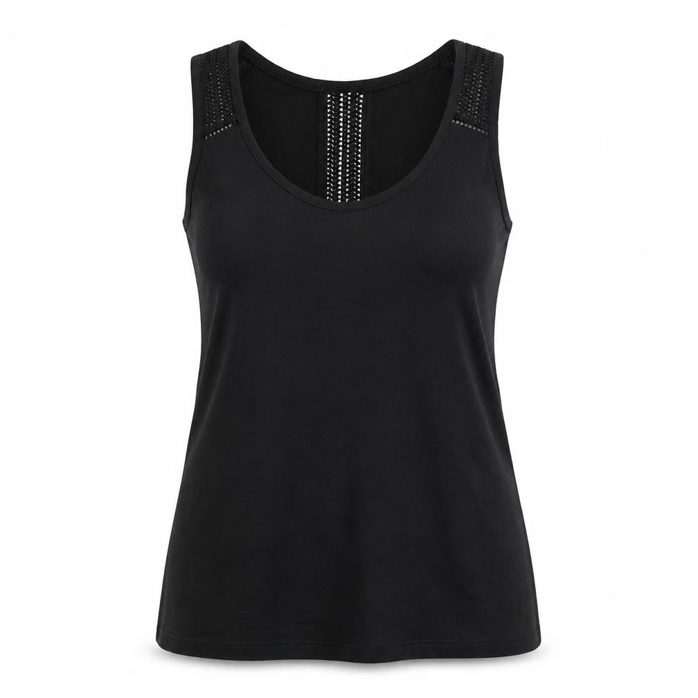 FatFace Women's Black Sleeveless Tank Size 6 with Crochet Accents