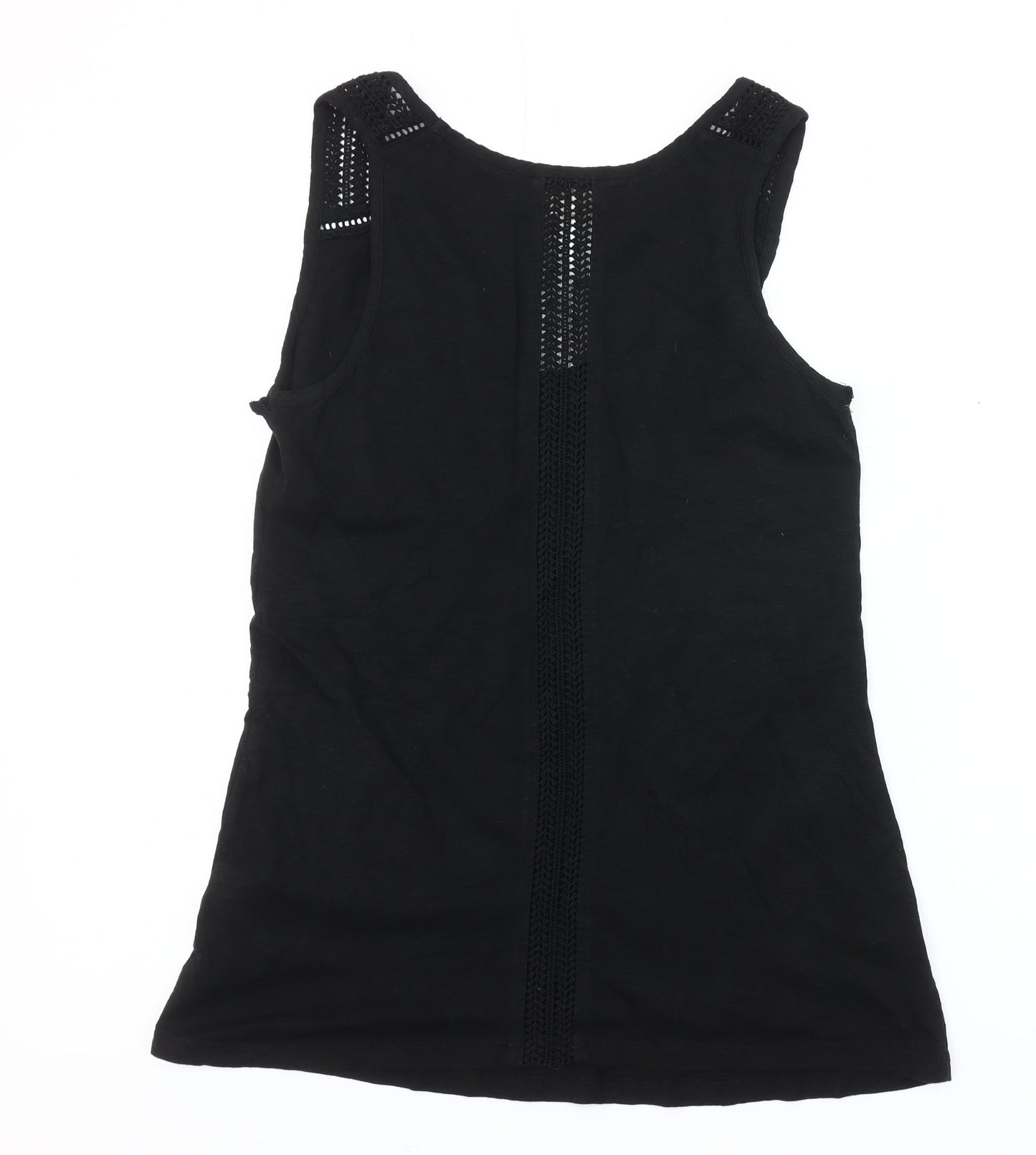 Fat Face Women's Black Sleeveless Tank Size 6 with Crochet Accents