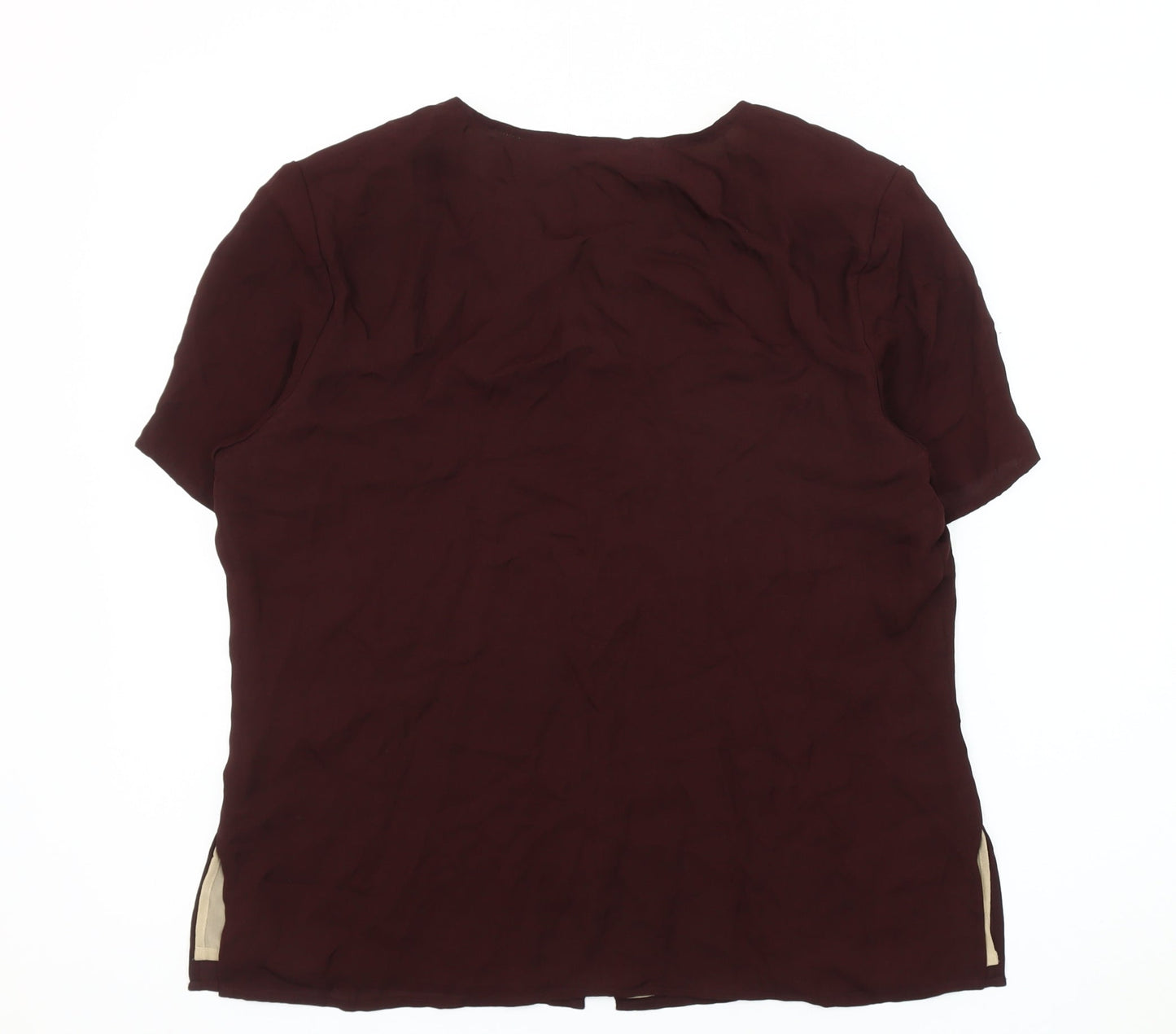 Country Casuals Women's Red Silk Embroidered Blouse - Size 14
