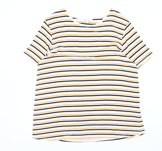 Warehouse Women's Multicoloured Striped T-Shirt Size 16